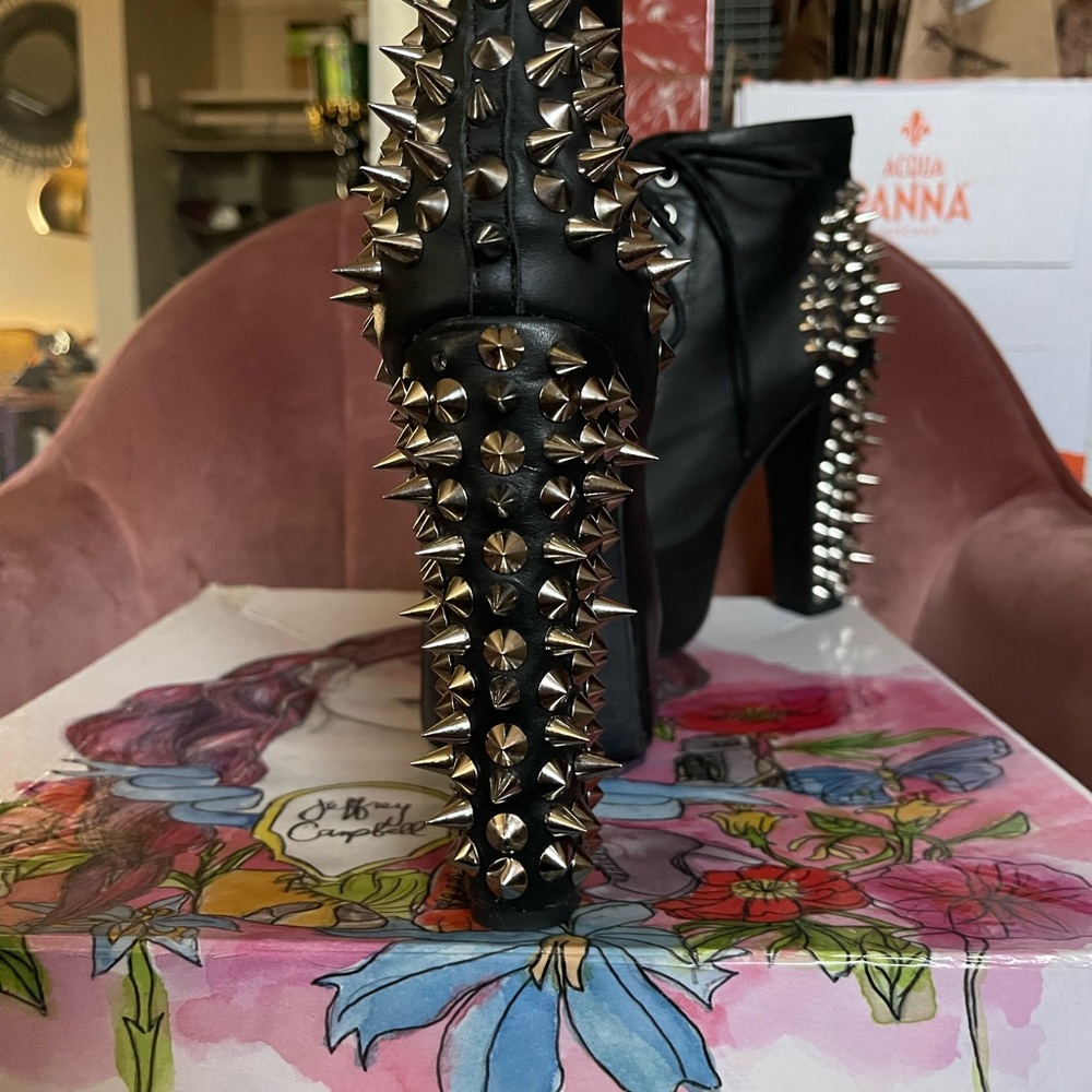 Jeffrey Campbell Black Platform Boots with Silver Studs - Picture 3 of 11